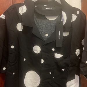 Nova Men short sleeve black and white dot shirt  men New medium